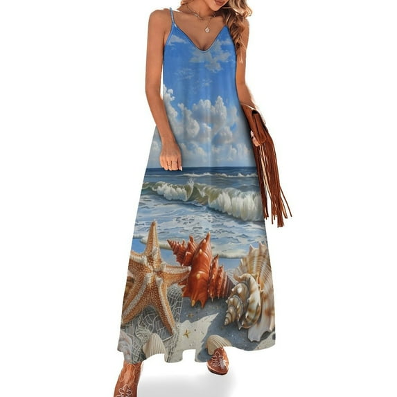 Beach Seashell Starfish Sleeveless Dress for Women Clothing Female Women's Summer Skirt