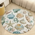 thumbnail image 1 of Beach Seashell Starfish Soft Bedroom Round Area Rug, Washable Cute Nursery Circle Throw Mat, Non-Slip Contemporary Small Low Pile Floor Carpet for Dorm Bedside, 1 of 6