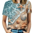 thumbnail image 1 of Beach Seashell Starfish T Shirts Basic T-Shirt Short Sleeve Ladies Tee Shirt Summer Graphic Clothing, 1 of 6