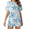 thumbnail image 1 of Beach Seashell Starfish Women's Ruffle Short Sleeve Tops And Shorts Cute Peeps Bunny Pajamas Sets, 1 of 7