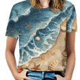 thumbnail image 1 of Beach Seashell Starfish Women's Short Sleeve T-Shirt Crew Neck Casual Summer Trendy Loose Fit Tops, 1 of 6