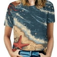 thumbnail image 1 of Beach Seashell Starfish Women's Short Sleeve T-Shirt Crew Neck Casual Summer Trendy Loose Fit Tops, 1 of 6