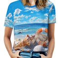 thumbnail image 1 of Beach Seashell Starfish Women's Short Sleeve Tops Casual Blouses T Shirt, 1 of 6