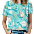 thumbnail image 1 of Beach Seashell Starfish Women's Short Sleeve Tops Casual Blouses T Shirt, 1 of 6