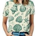 thumbnail image 1 of Beach Seashell Starfish Women's T-Shirt Short Sleeve T Shirts Tops Tee Ladies Loose T, 1 of 6