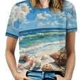 thumbnail image 1 of Beach Seashell Starfish Women's T-Shirt Short Sleeve T Shirts Tops Tee Ladies Loose T, 1 of 6