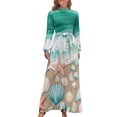 thumbnail image 1 of Beach Seashell Waves Art Women's Long Dress Long Sleeves Dress Vintage Dresses Party Maxi Dress High Waist Dress, 1 of 1