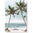 thumbnail image 1 of Beach Seaside Canvas Wall Art: Coastal Coconut Trees Painting Ocean Swing Hanging on Palm Tree Picture Seascape Sunset Artwork Decor for Living Room Bathroom 16" x 12", 1 of 6