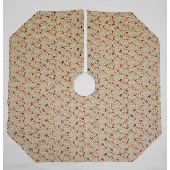 Beach Seaside Christmas Tree Skirt By Penny's Needful Things (Sandy Seashells) (Octagonal)