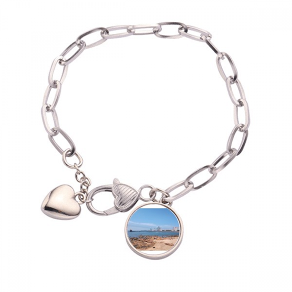 Beach Seaside Crowd Building Heart Chain Bracelet Jewelry Charm Fashion