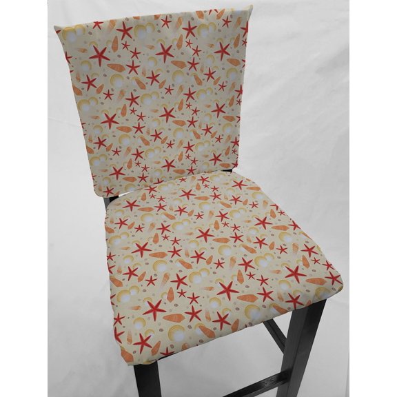 Beach Seaside Dining Room Chair Back Covers or Seat Covers by Penny's Needful Things (Chair Back Cover Only) (16 W x 15 H CHAIR BACK) (Sandy Seashells)