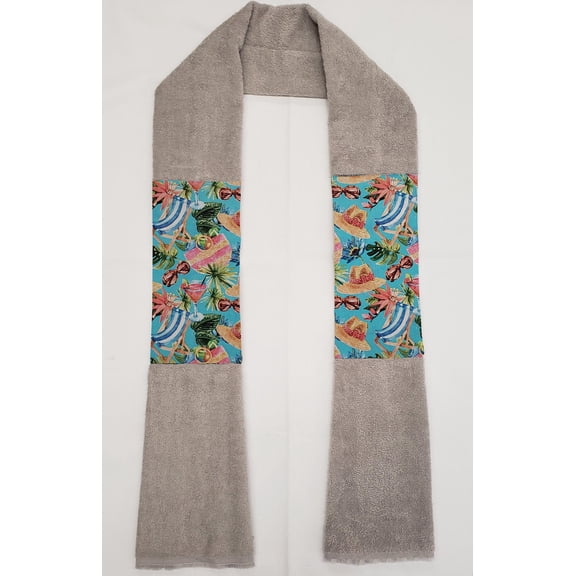 Beach Seaside Kitchen Towel Boa / Scarf by Penny's Needful Things (Towel Color: Gray) (Tropical)