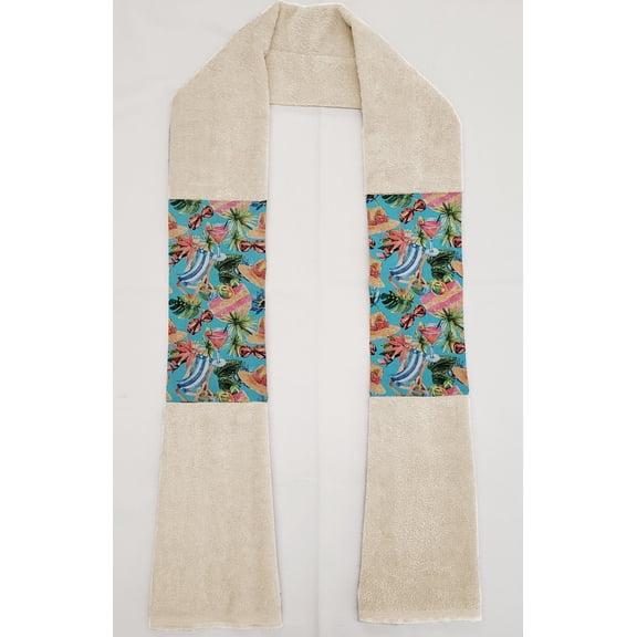 Beach Seaside Kitchen Towel Boa / Scarf by Penny's Needful Things (Towel Color: Off White) (Tropical)