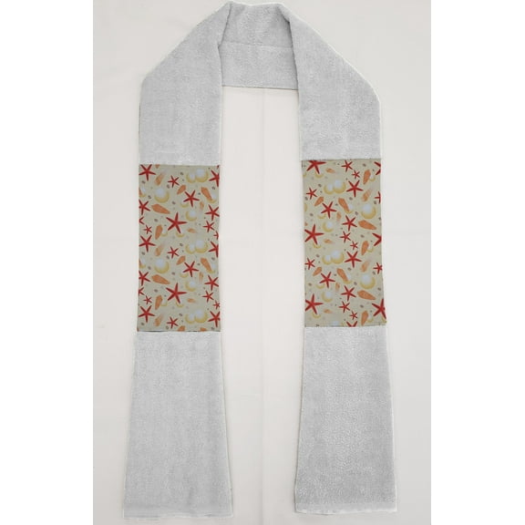Beach Seaside Kitchen Towel Boa / Scarf by Penny's Needful Things (Towel Color: White) (Sandy Seashells)