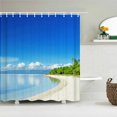 Beach Seaside Palm Trees Printed Shower Curtain Sunny Sea Ocean