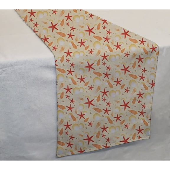 Beach Seaside Table Runner by Penny's Needful Things (7 Feet Long - STRAIGHT) (Sandy Seashells)