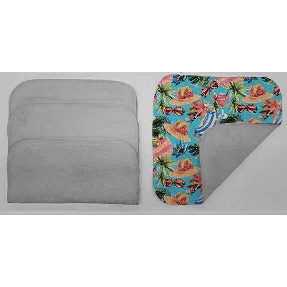 Beach Seaside Washcloths (Set of 4) by Penny's Needful Things (Towel Color: Gray) (Tropical)