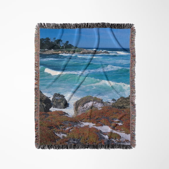 Beach, Seventeen Mile Drive, Monterey, California, Usa - Us05 Jal0162 - John Alves, Woven Blanket