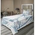 thumbnail image 1 of Ambesonne Tropical Fitted & Top Sheet Set with Sham, Palm Trees at Beach, Blue White, 1 of 4