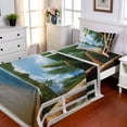 thumbnail image 1 of Ambesonne Beach Fitted & Top Sheet Set with Sham, Nautical Sand Landscape, Green Ivory Blue, 1 of 4