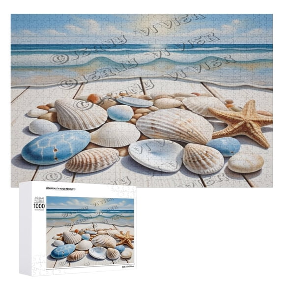 Beach Shell 1000 Piece Jigsaw Puzzle for Adults,Cool Puzzle Brain Teaser,Fun Challenging Brain Exercise Family Game Creative Gift for Friends Parents Grandparents