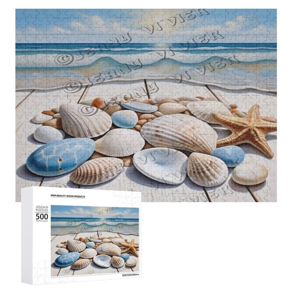 Beach Shell 500 Piece Jigsaw Puzzle for Adults,Cool Puzzle Brain Teaser,Fun Challenging Brain Exercise Family Game Creative Gift for Friends Parents Grandparents