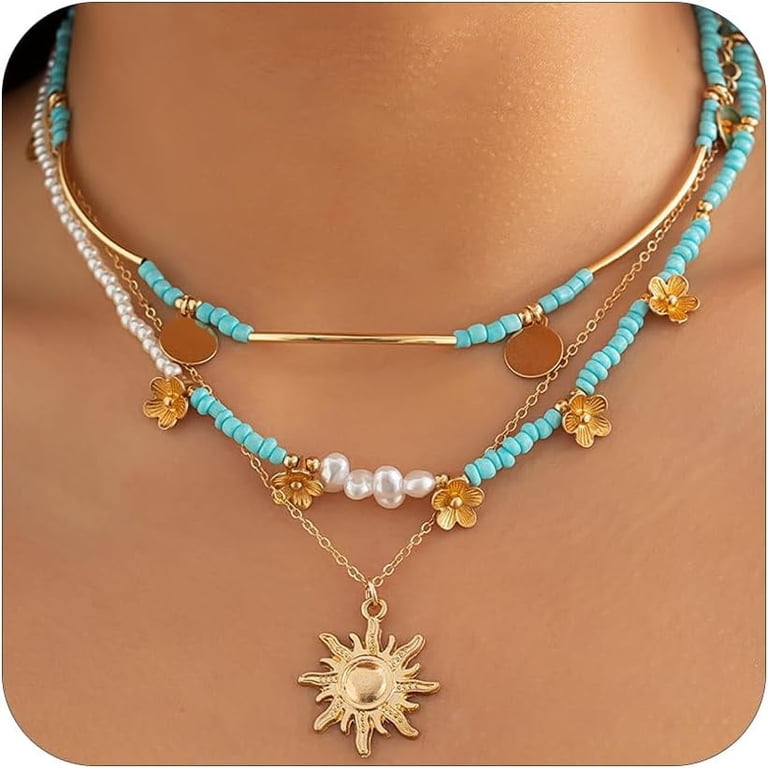 Beach Shell Charm Necklace Women Summer Starfish Layered  display picture 3