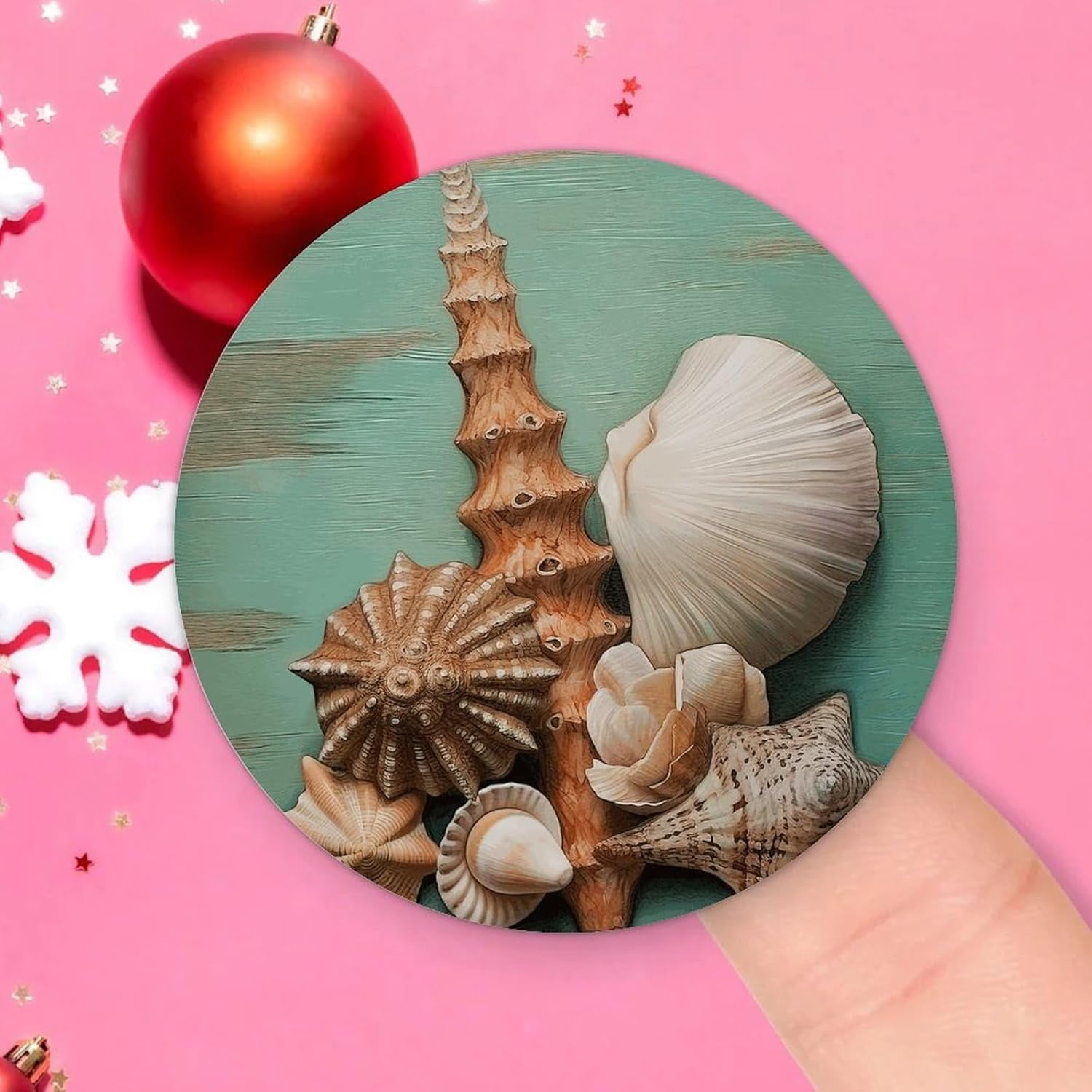 Beach Shell Conch Round Label Sticker 1.5 Inch DIY Funny Circle Decals ...