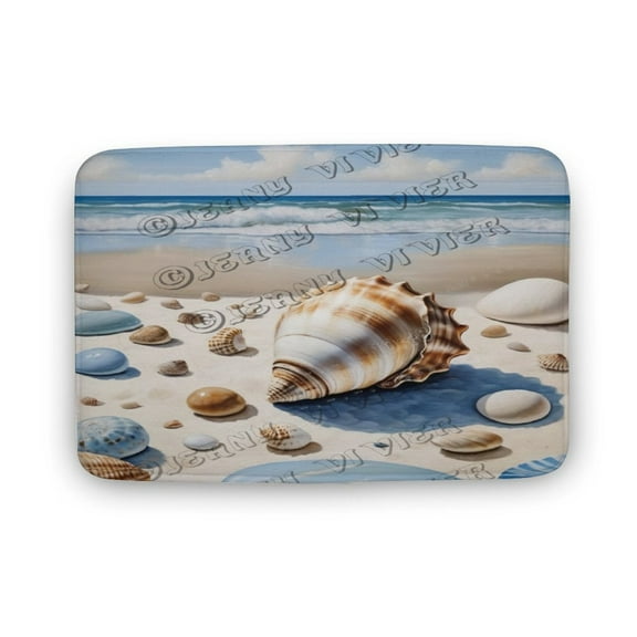 Beach Shell Pattern Bath Mat,Plush Bathroom Decor Mat with Non Slip Backing,Bath Rugs for Bathroom, Great for Bath, Shower, Bedroom, Kitchen, Office or Door Mats 16"x24"
