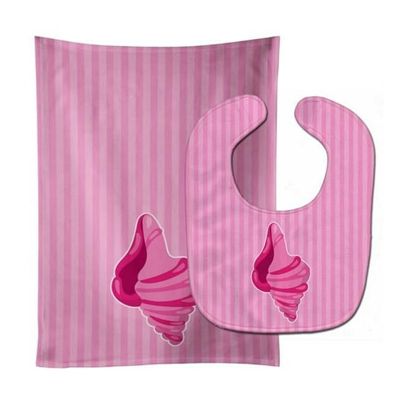 Beach Shell Pink Baby Bib & Burp Cloth