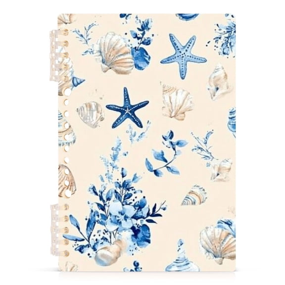 Beach Shell Print Lined Spiral Journal Notebook 60 Pages A5 College Ruled Journals for Writing