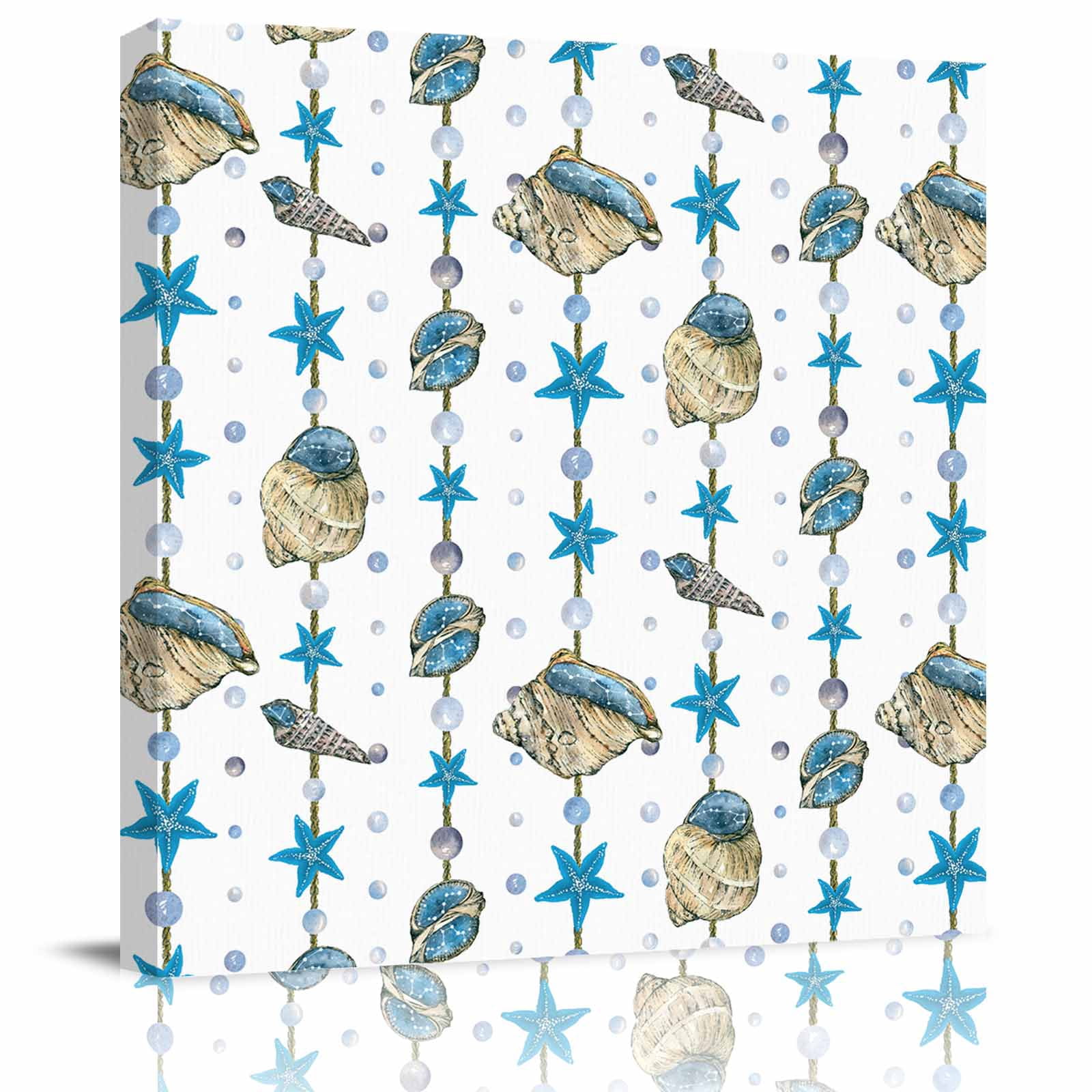 Ocean Starfish & Shell Wall Art – 8x8 Inch Circular Aluminum Painting