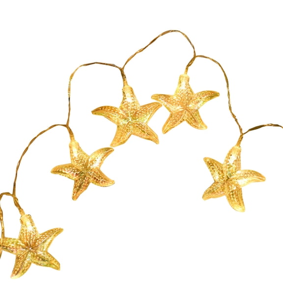 Beach Shell String Lights, 1.5m 10 Lamp Battery String Lamp Home Decoration Lamp, Wall Navigation LED with Starfish Decoration, Battery Powered Warm White Hawaii Party Tropical Beach