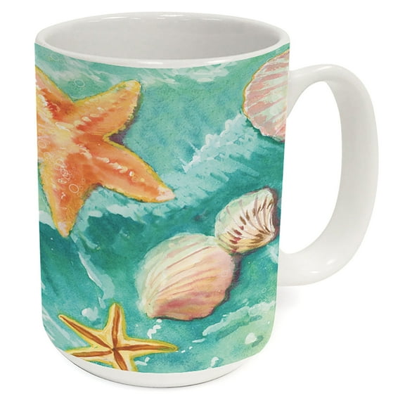 Highland Home Beach Shells 15 oz. Decorative Ceramic Mug