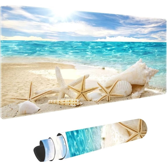Beach Shells Non-Slip Rubber Large Mouse pad for Desk,Large Gaming Mouse Pad XXL Extended Mouse pad with Stitched Edges Non-Slip Base Water Resist Pad Desk Mat 35.4x15.7inch