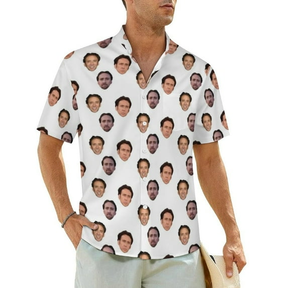 Beach Shirt Funny Face Collage Hawaiian Casual Shirts Mens Retro Blouses Short Sleeve St