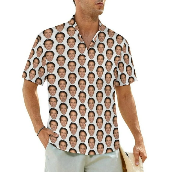 Beach Shirt Funny Face Collage Hawaiian Casual Shirts Mens Retro Blouses Short Sleeve St