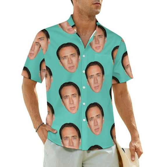 Beach Shirt Funny Face Collage Hawaiian Casual Shirts Mens Retro Blouses Short Sleeve St