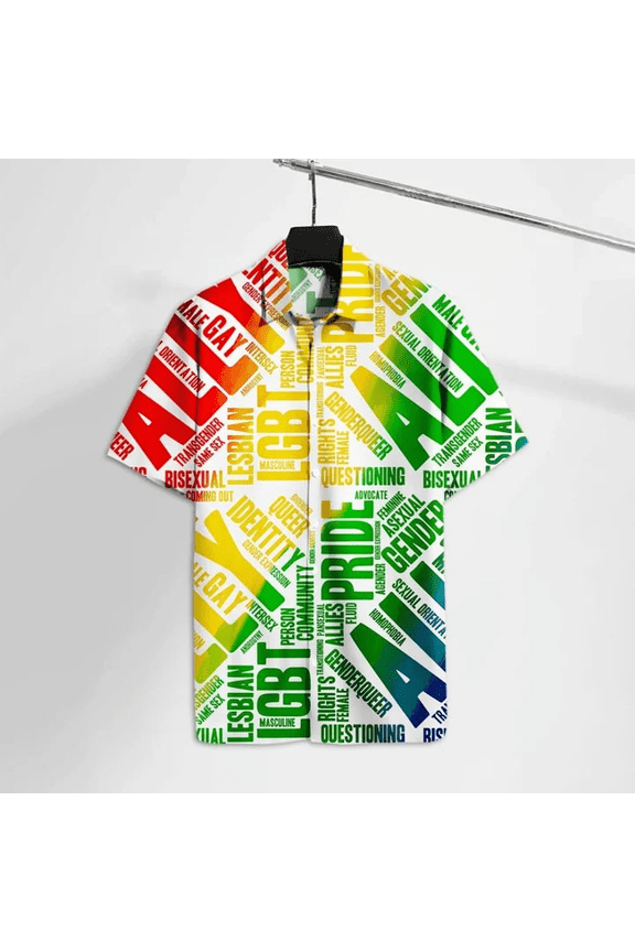 Beach Shirt Lgbt Hawaiian Shirt Lgbt Pride Straight Ally Rainbow Colors Hawaii Tshirt , Al