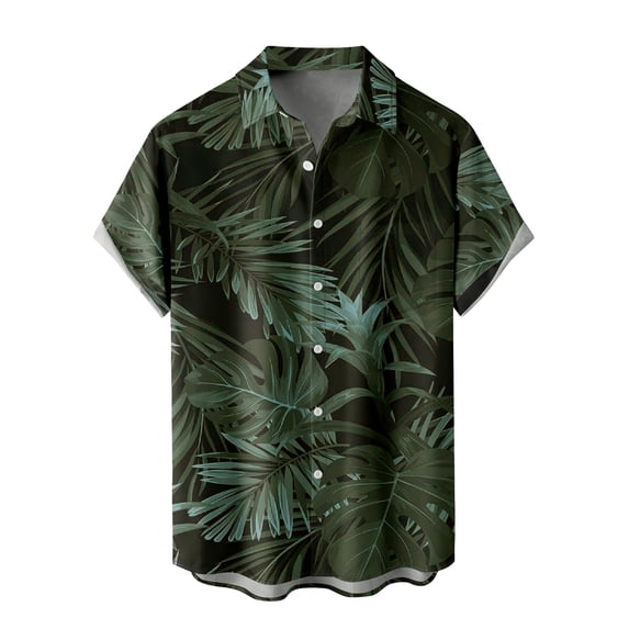 Beach Shirt Men's Hawaiian Shirt Short Sleeve Button Tropical Shirt Casual,Green,XXXXL