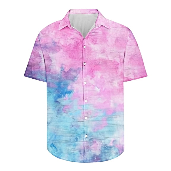 Beach Shirt Men's Hawaiian Shirt Short Sleeve Button Tropical Shirt Casual,Pink,XXXXXL