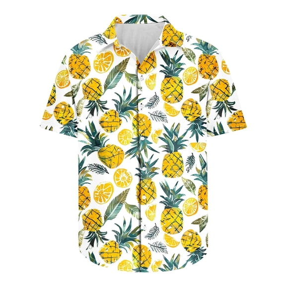 Beach Shirt Men's Hawaiian Shirt Short Sleeve Button Tropical Shirt Casual,Yellow,XXXL