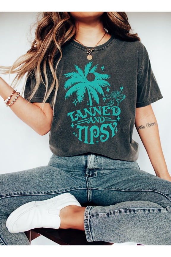 Beach Shirt, Tanned And Tipsy Shirt, The Ultimate Summer Shirt For Beach Holidays And Day Drinks, Summer Gifts, Beach Gift, Summer T Shirt
