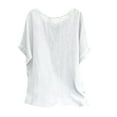 thumbnail image 1 of Beach Shirt Women Women Going Out Tops Classic Solid Color Tunics Cotton Linen Blouse Short Sleeve Crewneck Tee&nbsp;Shirt Trendy Shirts Camiseta Blanca Para Mujer, 1 of 3