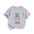thumbnail image 1 of Beach Shirt for Little Children Boys Girls Big Kids Hello Pineapple Cartoon Print Tops Short Sleeve Black, 1 of 3