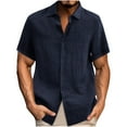 thumbnail image 1 of Beach Shirts For Men Qiggri Men Casual T-shirt Solid Short Sleeve Stand Collar Buttons Pullover Blouse Tops, 1 of 4
