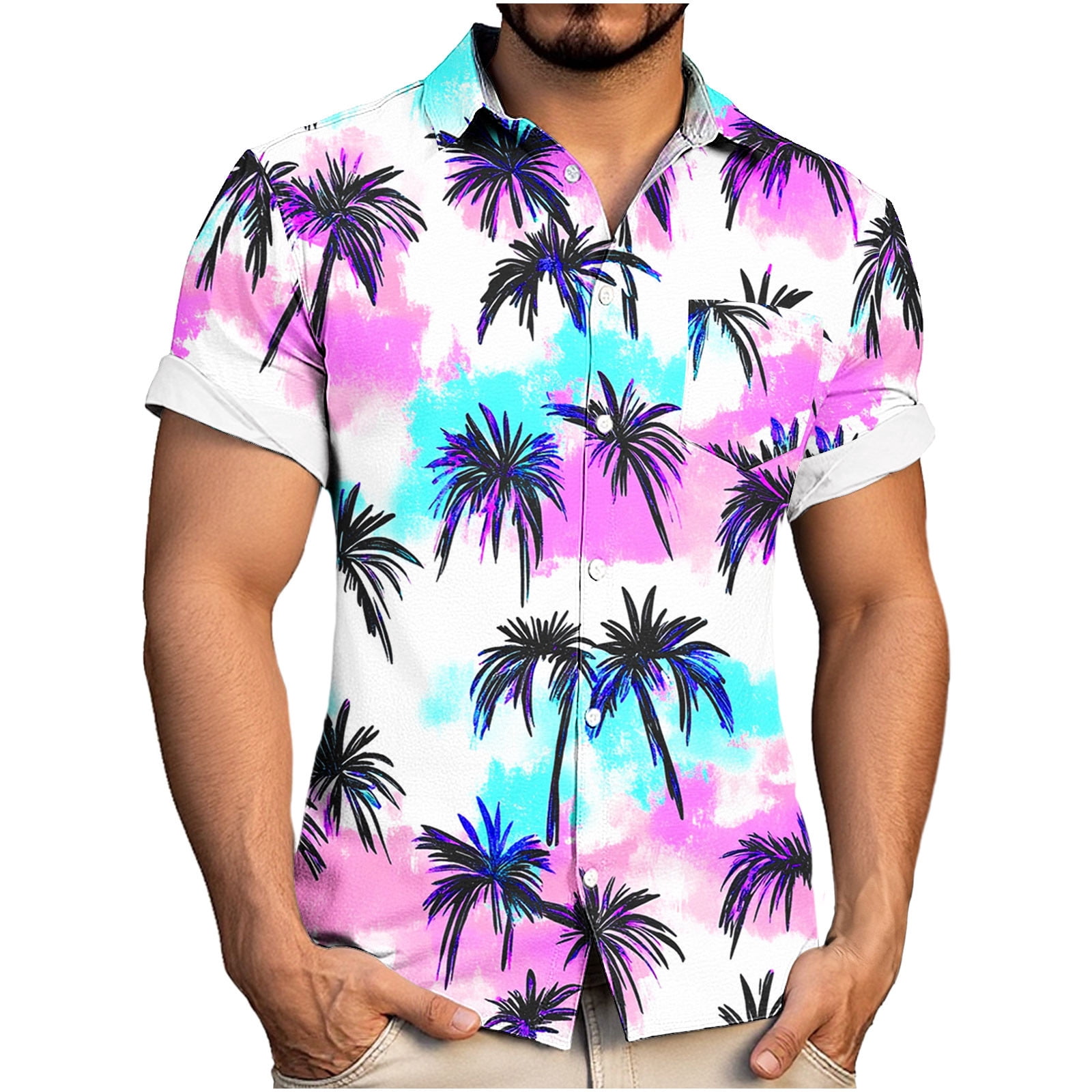 Beach Shirts For Men Summer Casual Short Sleeve Print Shirt Trendy ...