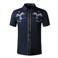 thumbnail image 1 of Beach Shirts for Men Men's Short Sleeve Embroidered Western Cowboy Leisure Snap Button Shirt Mens Shirt Navy XXL, 1 of 4