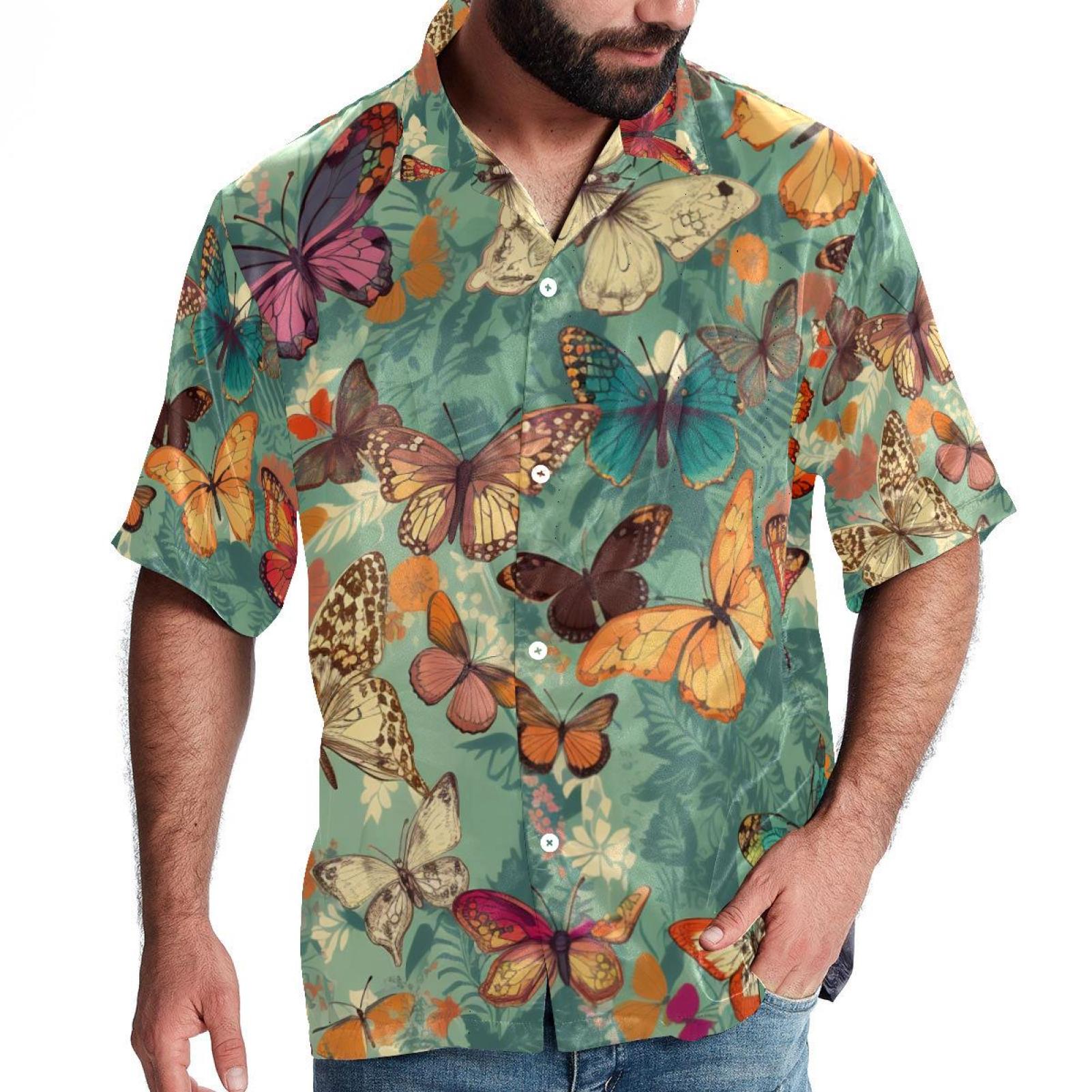 Beach Shirts for Men Short Sleeve Button Down Tropical Shirts Retro