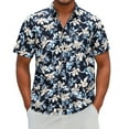 thumbnail image 1 of Sumtumn Beach Shirts for Men Short Sleeve Hawaiian Navy Blue Floral Shirt Button Down Aloha Shirts, 1 of 7